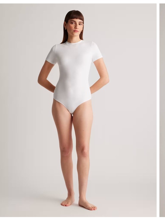 Quince Tops - Quince Stretch Cotton Jersey Short Sleeve Bodysuit Sz S White NEW